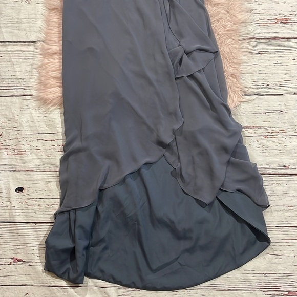 NWT Jenny Packham Ruffled Wrap Hi-Lo Maxi Dress Silverstone Chiffon - Picture 4 of 9